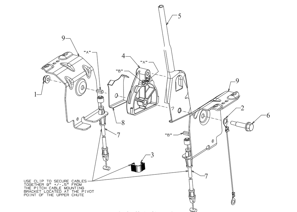 2-Way Chute Control Assembly Diagram and Parts List for 2X24-INCH (31AM6BVRB10)(2023) Cub Cadet Snow Blower